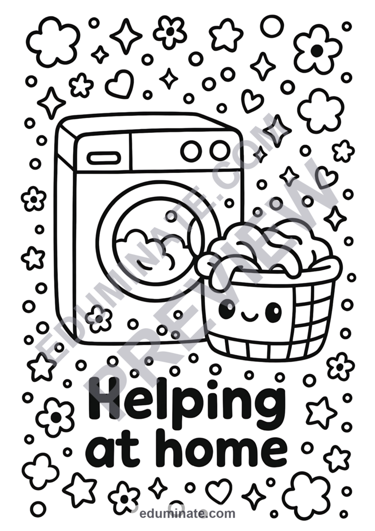Helping at Home Coloring Pages Family Chores 53 Cute Printable Worksheets sample page 6