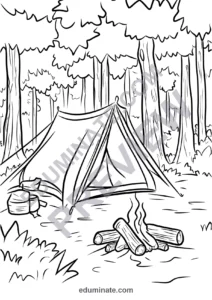 21 Camping Coloring Pages Printable Outdoor Adventure Activity Sheets for Kids page 6