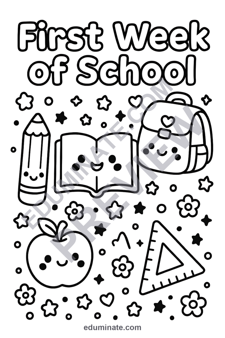 First Day of School Coloring Pages Back to School Activities for Kindergarten sample page 6