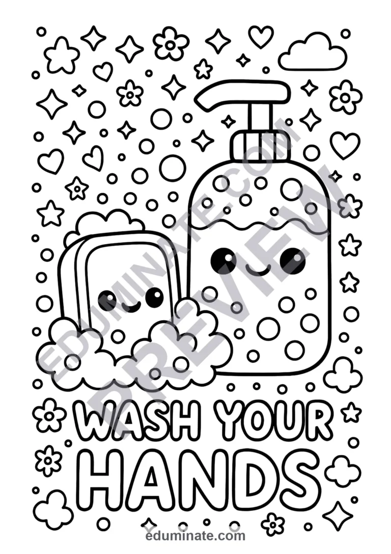 Hand Washing Coloring Pages Healthy Habits Hygiene Activity Sheets for Kids sample page 6