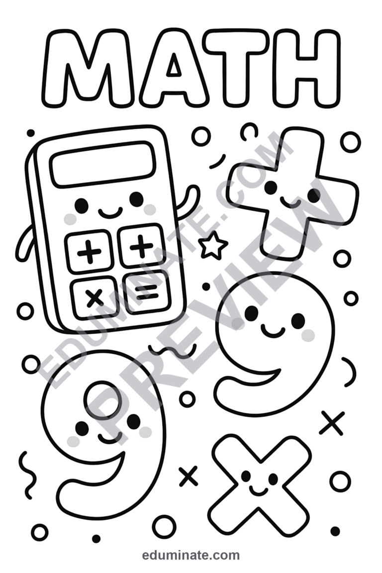 Kindergarten Math Coloring Pages Numbers Art Activity Sheets Pack for Kids sample page 6