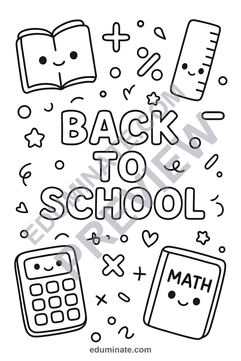Back to School Math Coloring Sheets | Number Sheets | Elementary Math Book sample page 6