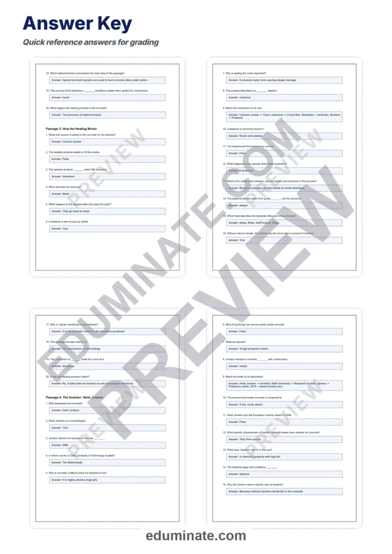 Bio Concrete Reading Comprehension Passages And Questions Worksheets Packet sample page 6