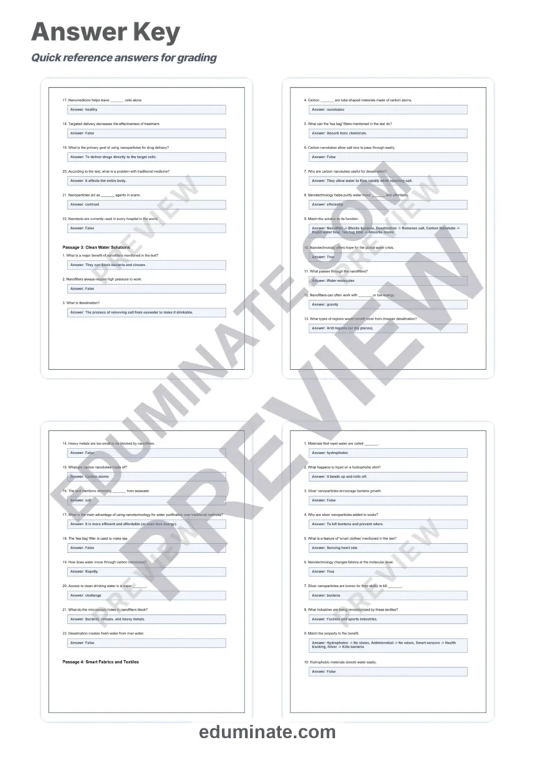Nanotechnology Reading Comprehension Passages And Questions Printable Pack sample page 6