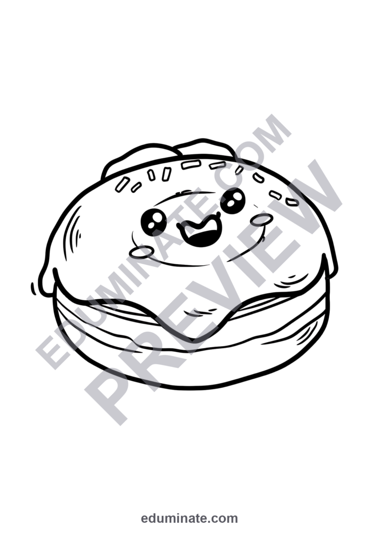 Donut Coloring Pages Printable | Cute Sweet Treats Bakery Sheets for Kids sample page 6