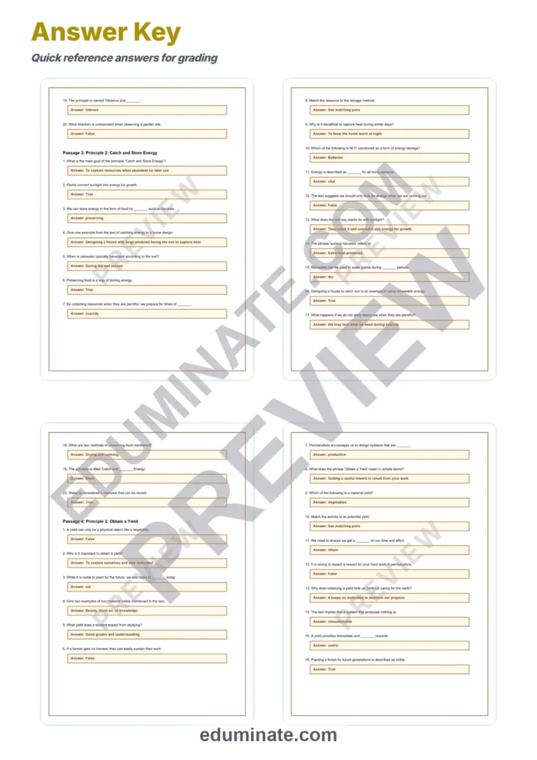 Permaculture Reading Comprehension Passages And Questions Student Worksheets sample page 6