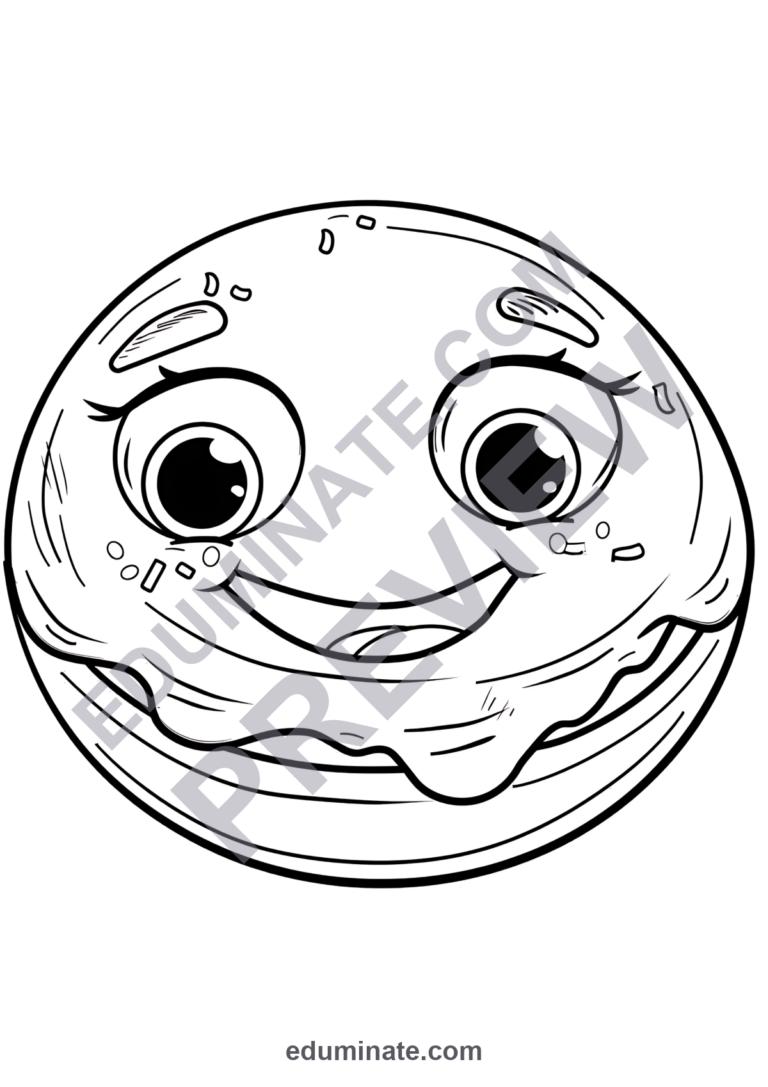 Cute Donut Coloring Pages | Sweet Treats Food Art Activity Sheets for Kids sample page 6