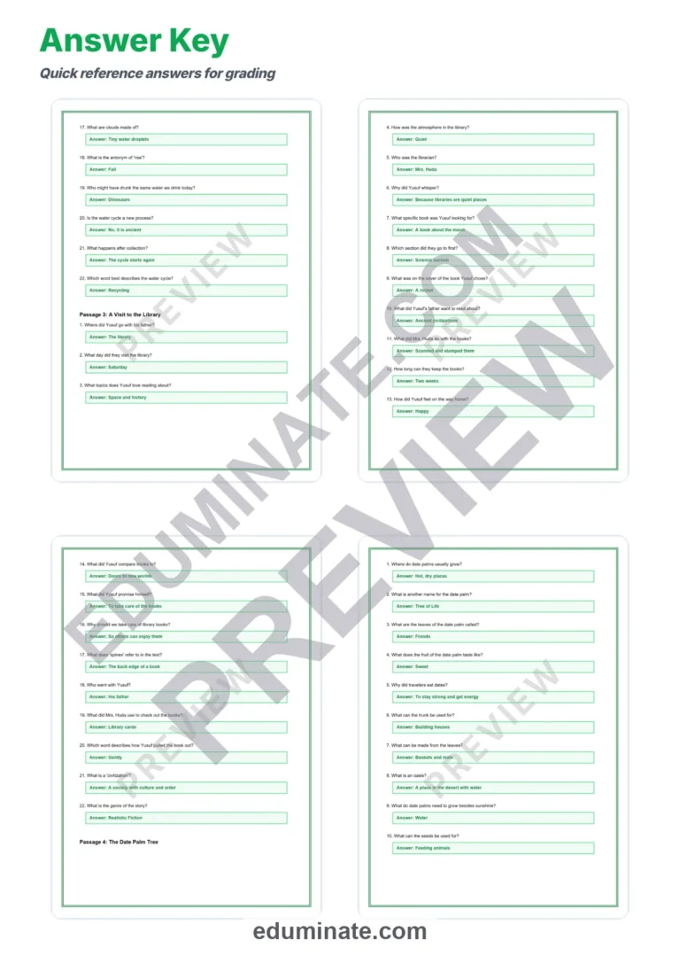 Fourth Grade Reading Comprehension Multiple Choice Passages Practice Pack sample page 6