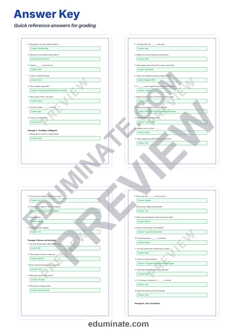 Science Reading Comprehension Passages and Questions Elementary Science Pack sample page 6