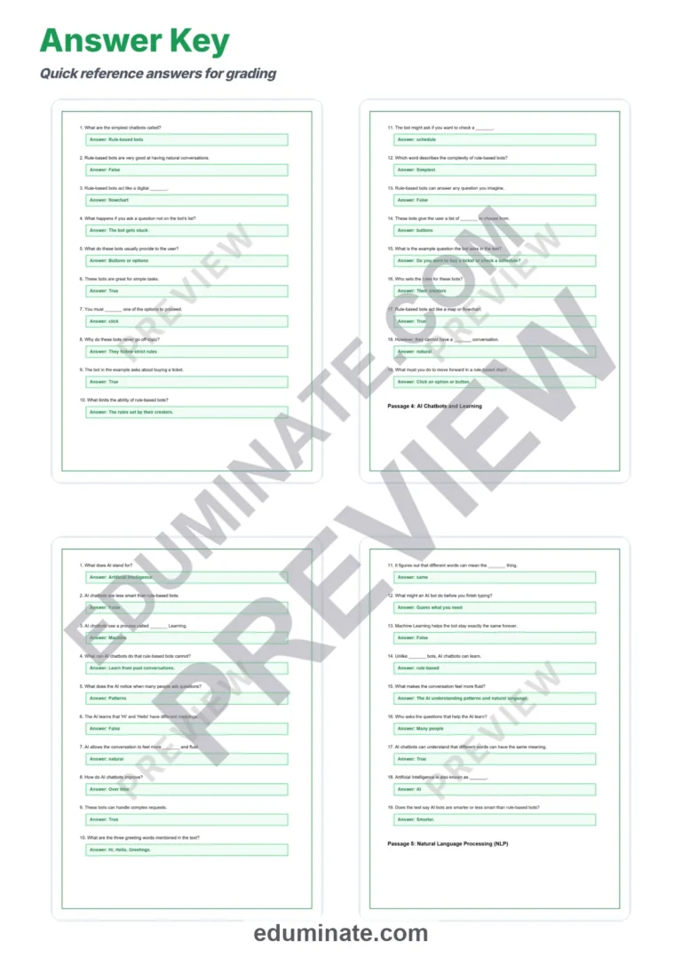 Chatbots Reading Comprehension Passages And Questions Printable Worksheets sample page 6