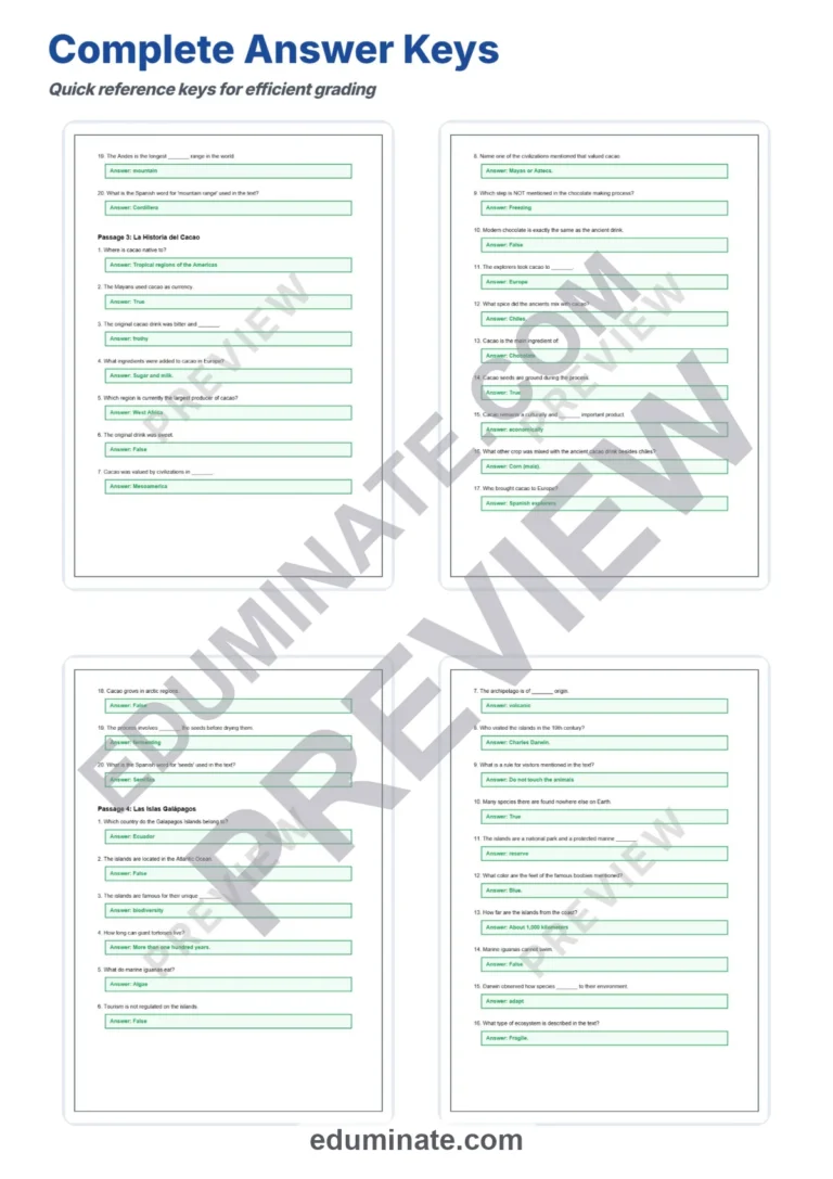 Spanish Reading Comprehension High School – Reading Passages and Questions sample page 6