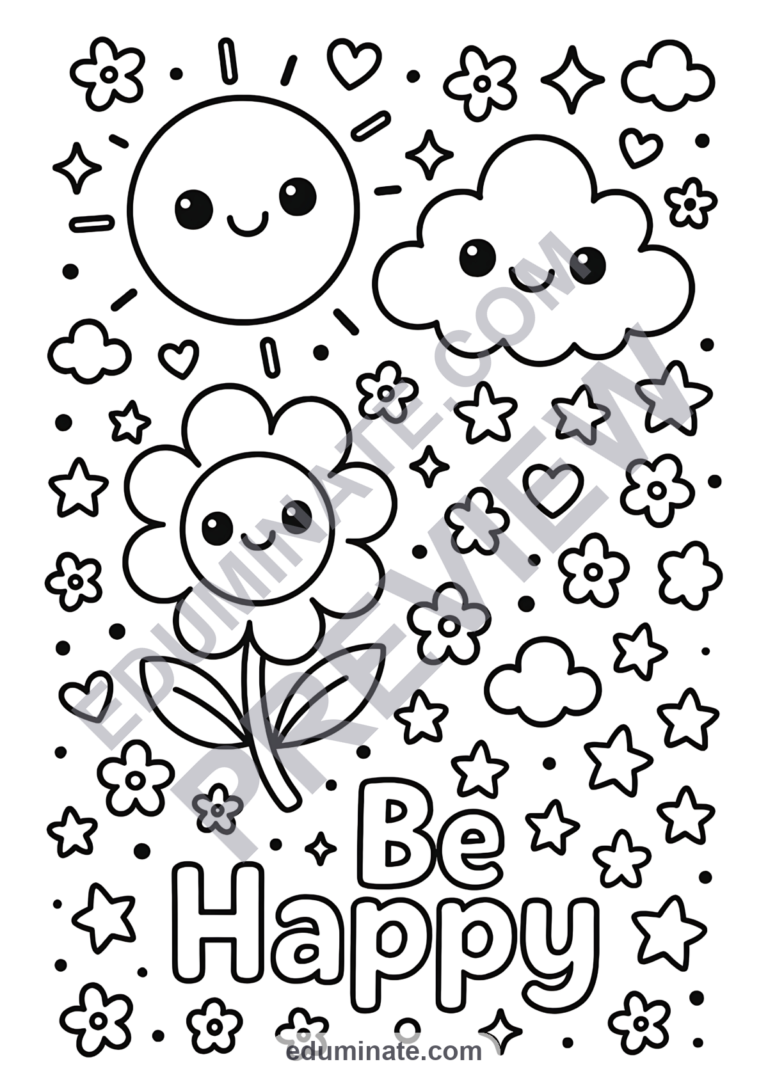 Emotions Coloring Pages | Happy Feelings and SEL Art Activity Sheets for Kids sample page 6