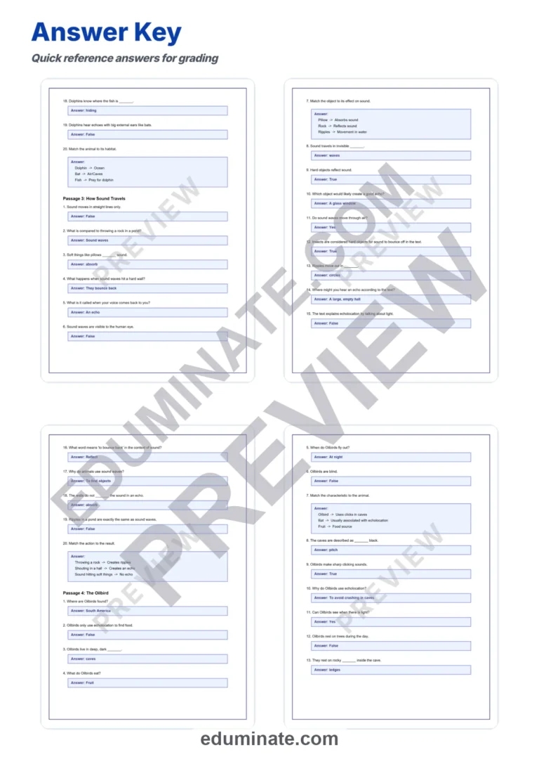 Echolocation in Animals Reading Comprehension Passages and Questions Grades 3-7 sample page 6