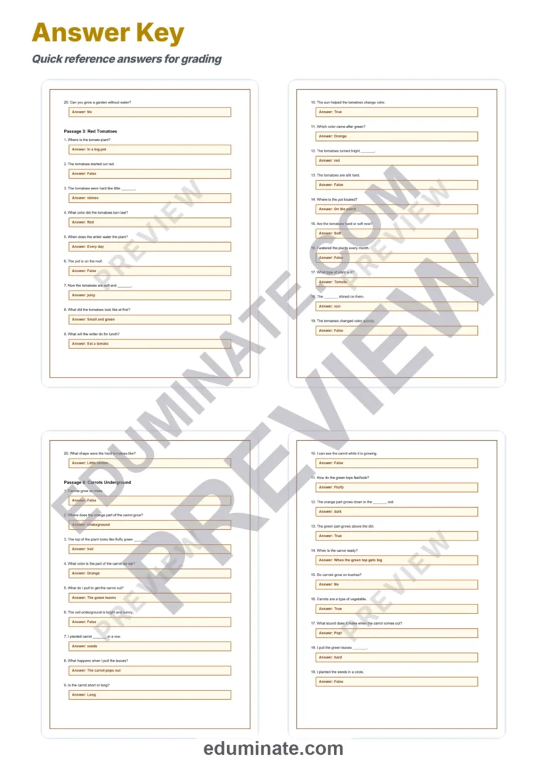 Growing Food at Home Reading Comprehension Passages and Questions Grades K-2 sample page 6