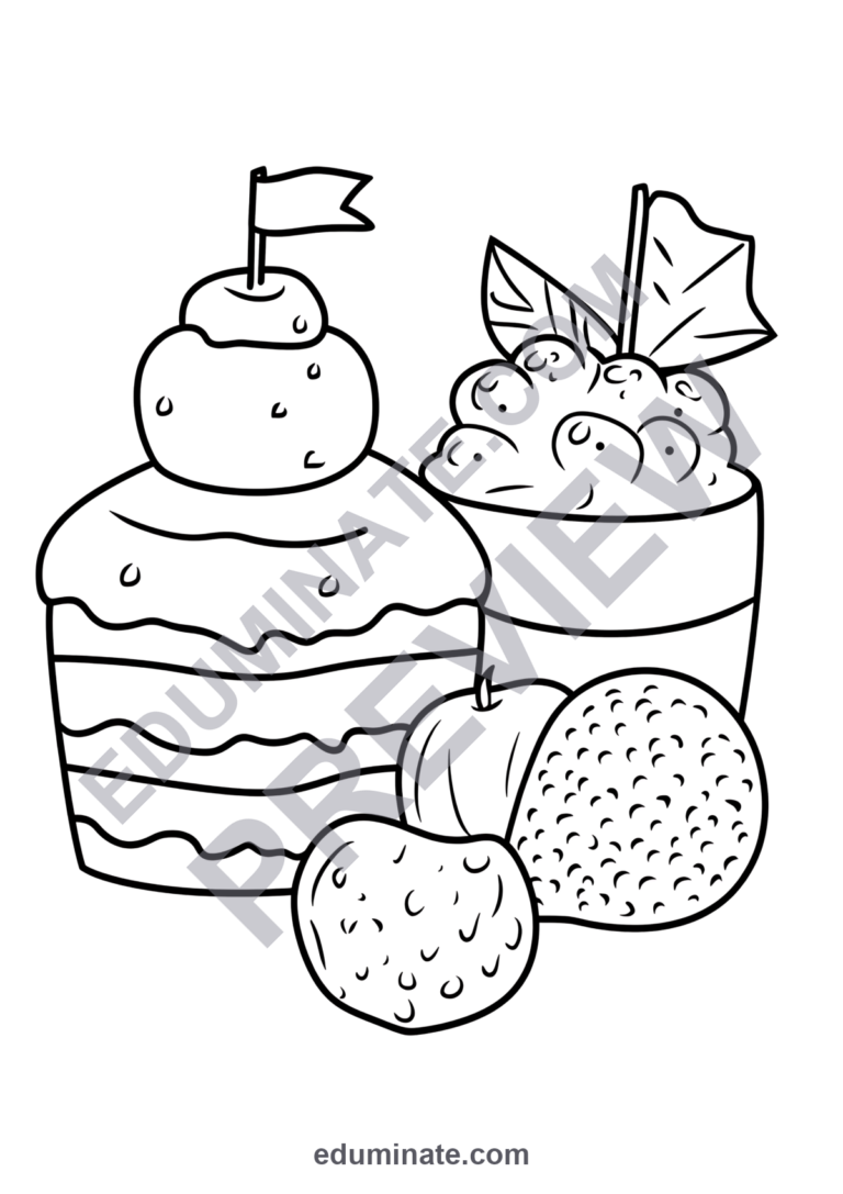 Sweet Bakery Coloring Sheets Cupcake and Sundae Printables 18 Dessert Pages sample page 6