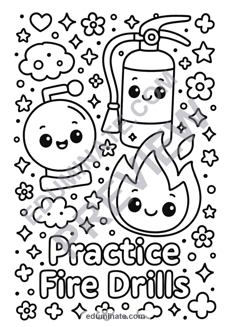 Fire Safety Coloring Pages Fire Drill Activity Sheets for Pre-K and Elementary sample page 6