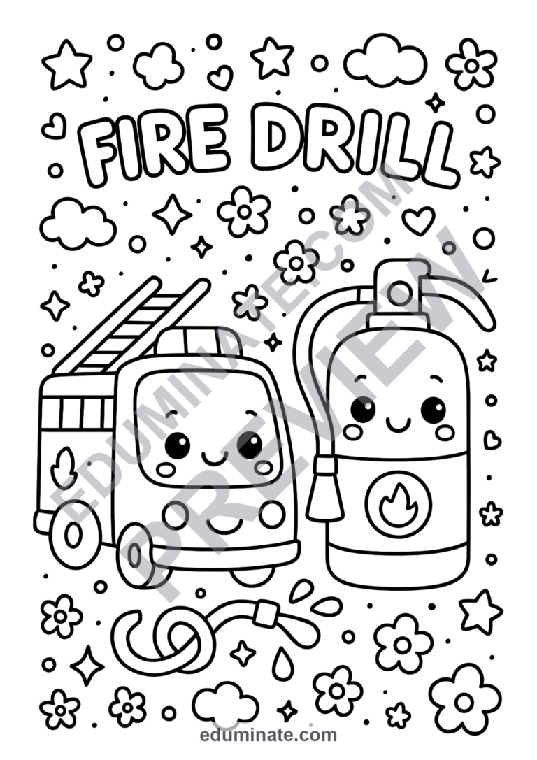 Fire Truck Coloring Pages School Fire Drill Activity Sheets for Kindergarten sample page 6