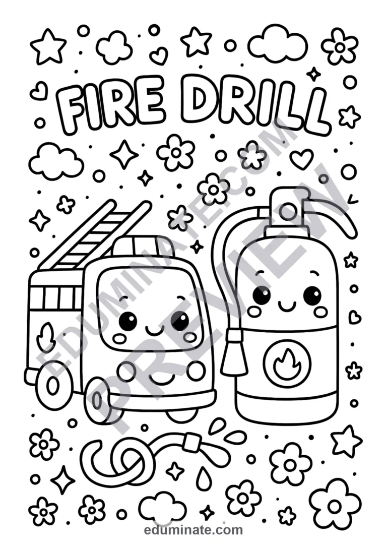 Fire Safety Coloring In 50 Easy Fire Truck Coloring Pages for School Safety Fun