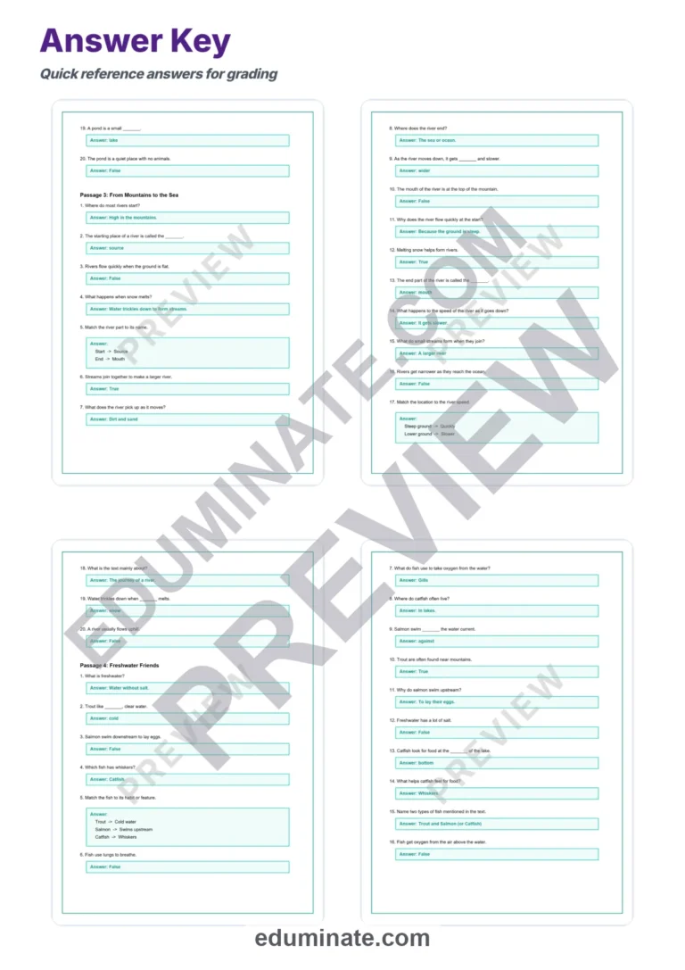 Rivers Worksheets: Reading Comprehension Passages with Answer Keys, Grades 2-6 sample page 6