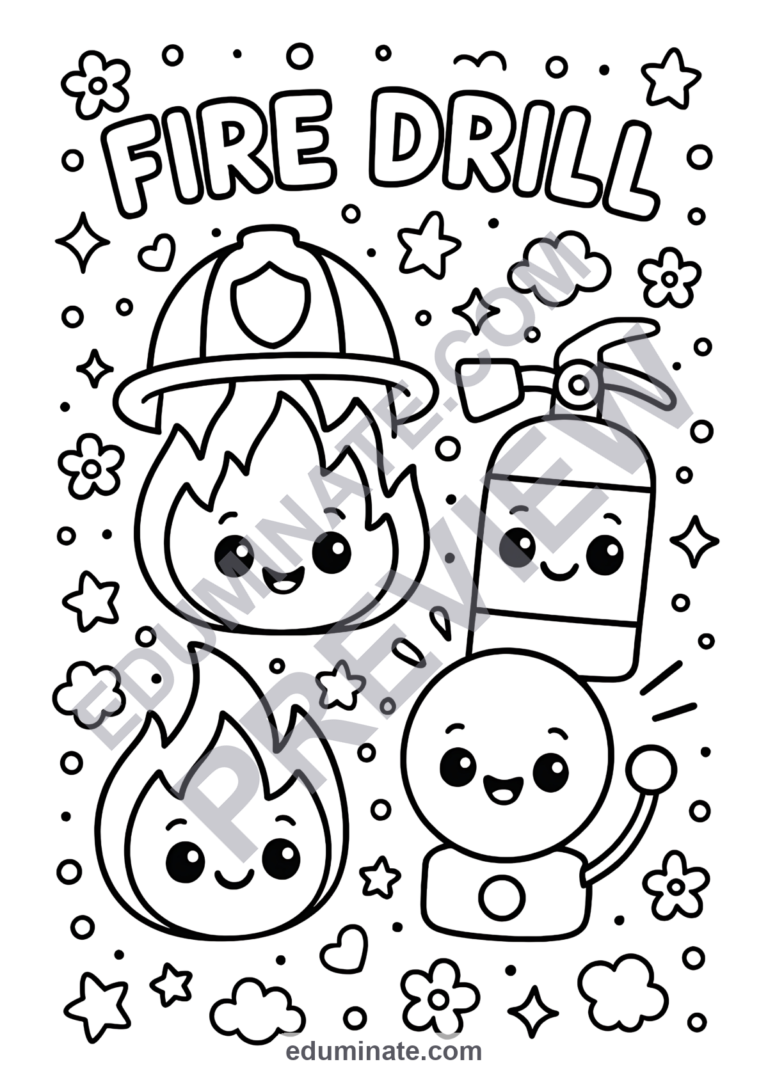 Fire Drill Coloring Pages School Fire Safety Activity Sheets for Kindergarten sample page 6