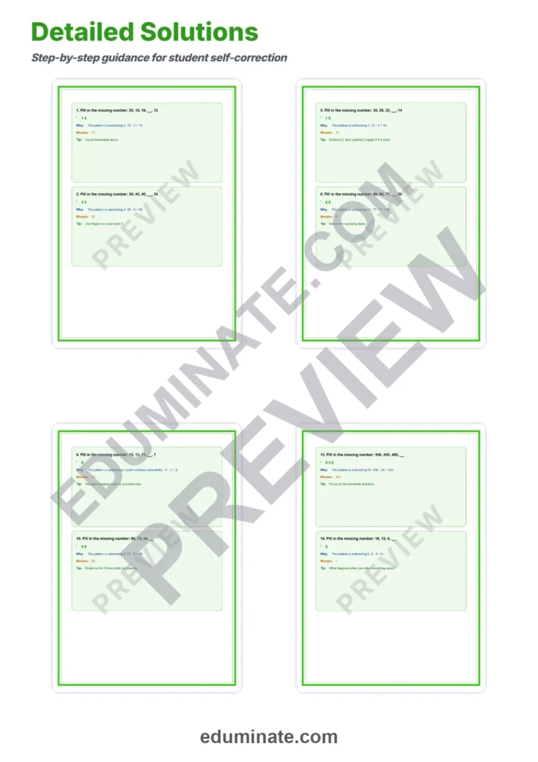 Number Sequence Worksheets Math Patterns Lesson Plan and Teacher Keys Pack sample page 6