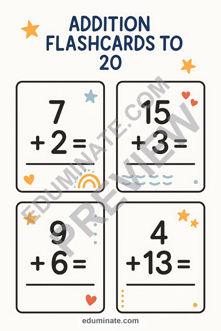 Addition Flashcards | Printable Addition Flashcards and Math Facts Practice sample page 6