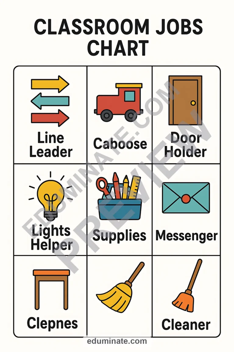 Preschool Classroom Jobs Chart | Classroom Jobs Chart with Pictures | 26 Pages sample page 6