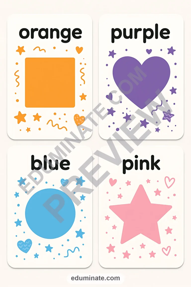 Printable Colors Flashcards | Color Word Cards for Preschool | 67 Card Pages sample page 6