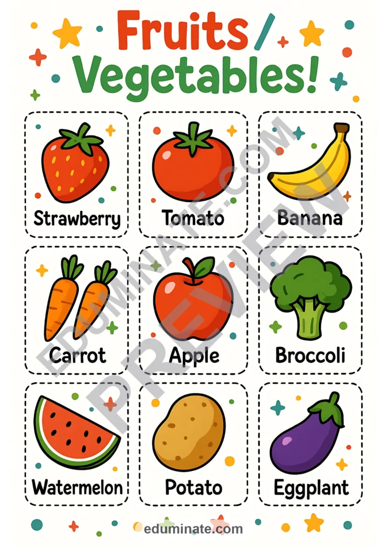 Fruits and Vegetables Flashcards | Printable Food Word Cards | 45 Card Pages sample page 6
