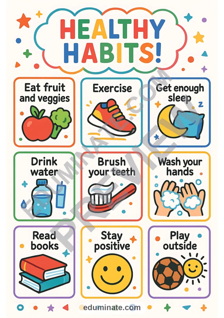 Healthy Habits Flashcards | Printable Healthy Habits Cards | 37 Card Pages sample page 6