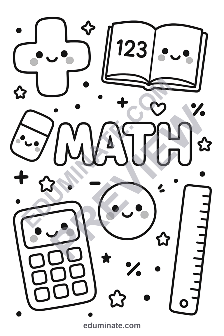 Math Coloring Pages Cute Elementary Activities 40 Printable Worksheets Sheets sample page 6