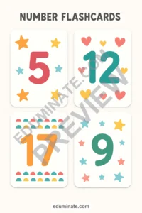 Number Flashcards 1-20 Printable PDF | Kindergarten Number Cards | 48 Card Pages page 6