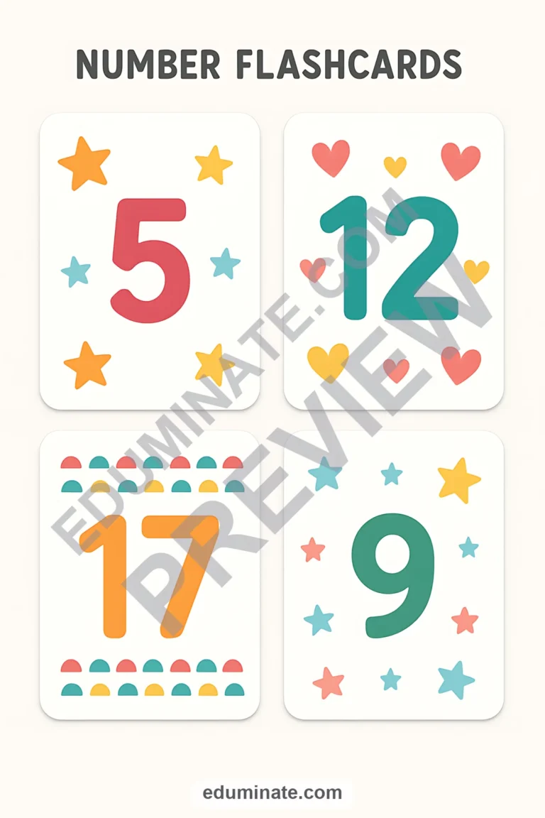 Number Flashcards 1-20 Printable PDF | Kindergarten Number Cards | 48 Card Pages sample page 6