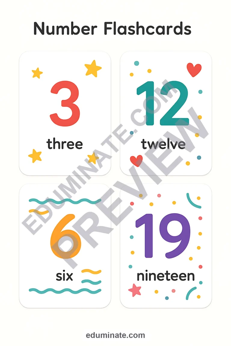 Printable Number Flashcards 1-20 | Number Cards for Toddlers | 66 Card Pages sample page 6