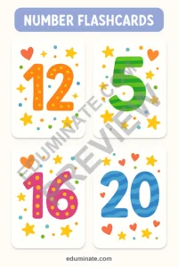 Counting Flashcards 1-20 | Number Cards for Math Centers | 49 Card Pages Set page 6