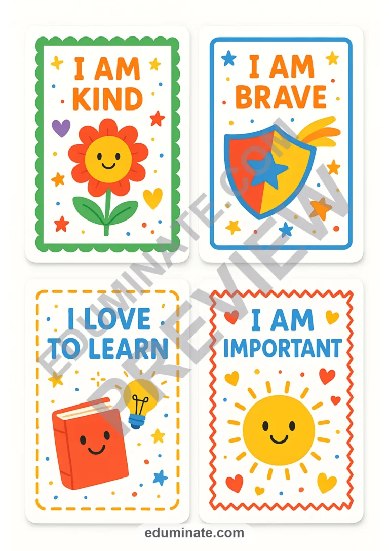 Positive Affirmation Cards | Printable Affirmation Cards for Kids | 30 Pages sample page 6