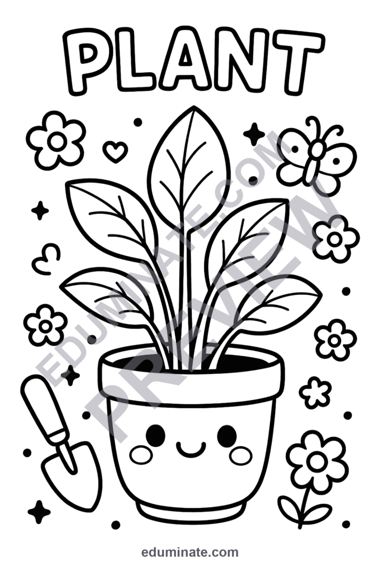 Plant Coloring Pages 80 Cute Potted Botanical Garden Art Activity Worksheets sample page 6