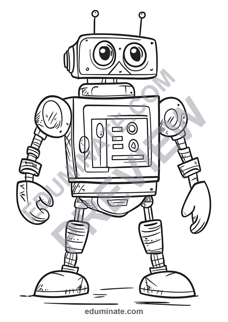 Robot and Technology Coloring Pages 26 STEM Computer Art Activity Worksheets sample page 6