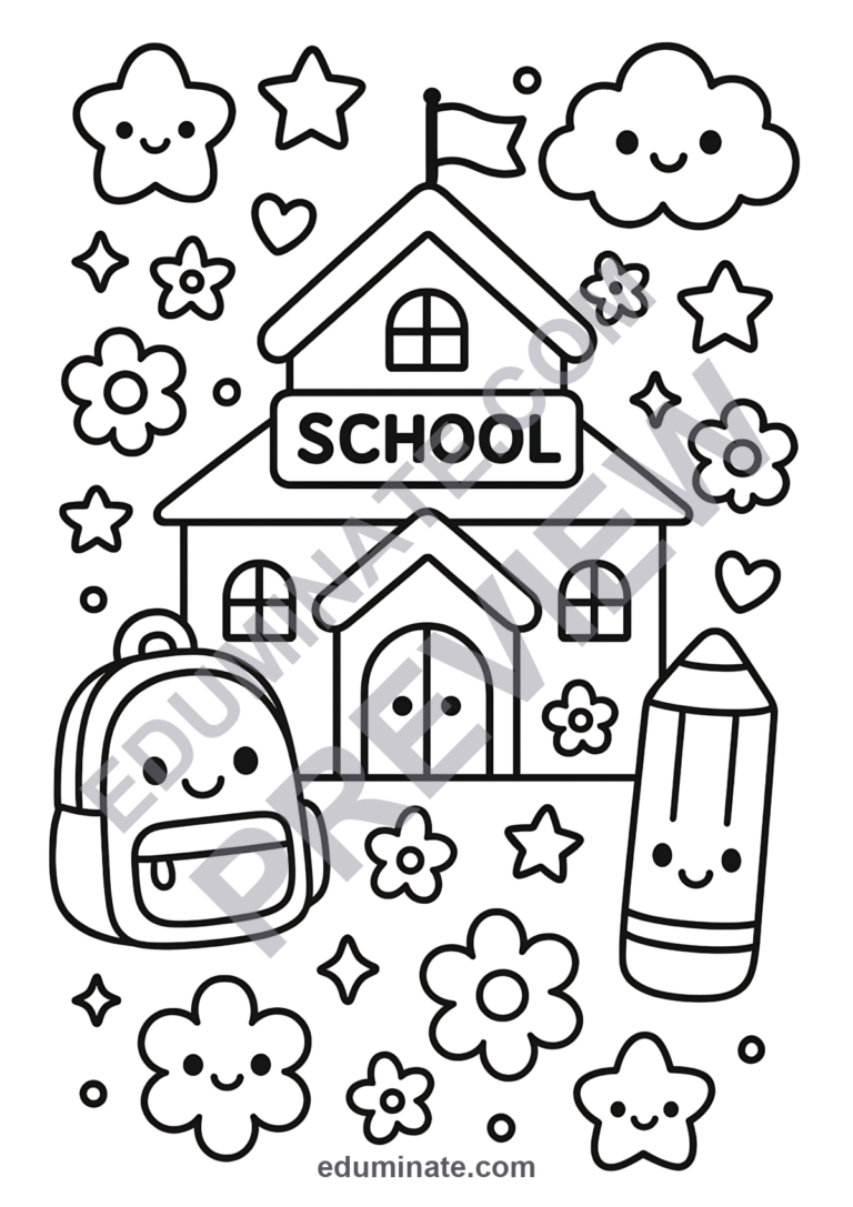 School Coloring Pages 50 Cute Schoolhouse Classroom Art Activity Worksheets sample page 6