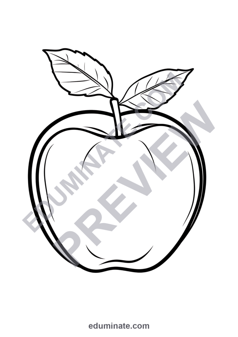Apple Coloring Pages | Smiling Apples, Trees and Baskets | Big Printable Set sample page 6
