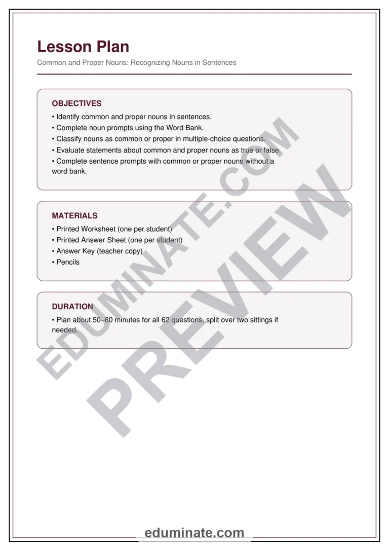 Common and Proper Nouns Worksheets | Grammar Practice for Grade 3 Sentence Work sample page 6