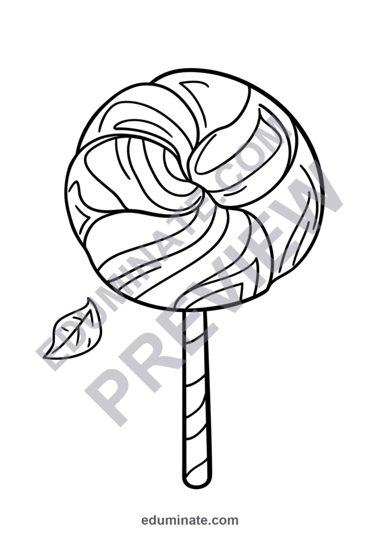 Lollipop Coloring Pages | Cute Sweet Candy Pop Art Activity Sheets for Kids sample page 6