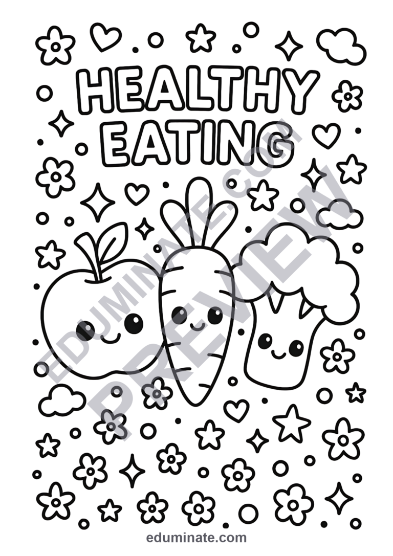 Nutrition Coloring Pages Healthy Eating Activity Sheets Food Pack for Kids sample page 6