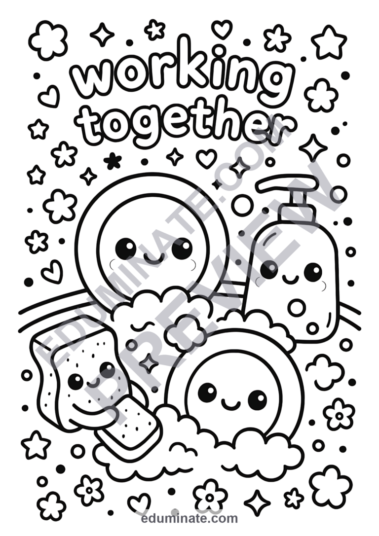Helping Others Coloring Pages Home Cooperation Life Skills Sheets for Kids sample page 6