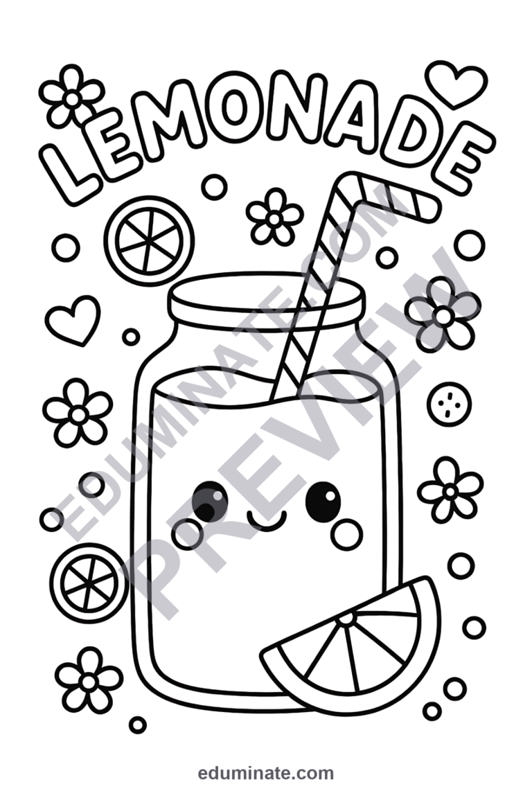 Lemonade Stand Coloring Pages Summer Pretend Play Activity Sheets for Kids sample page 6
