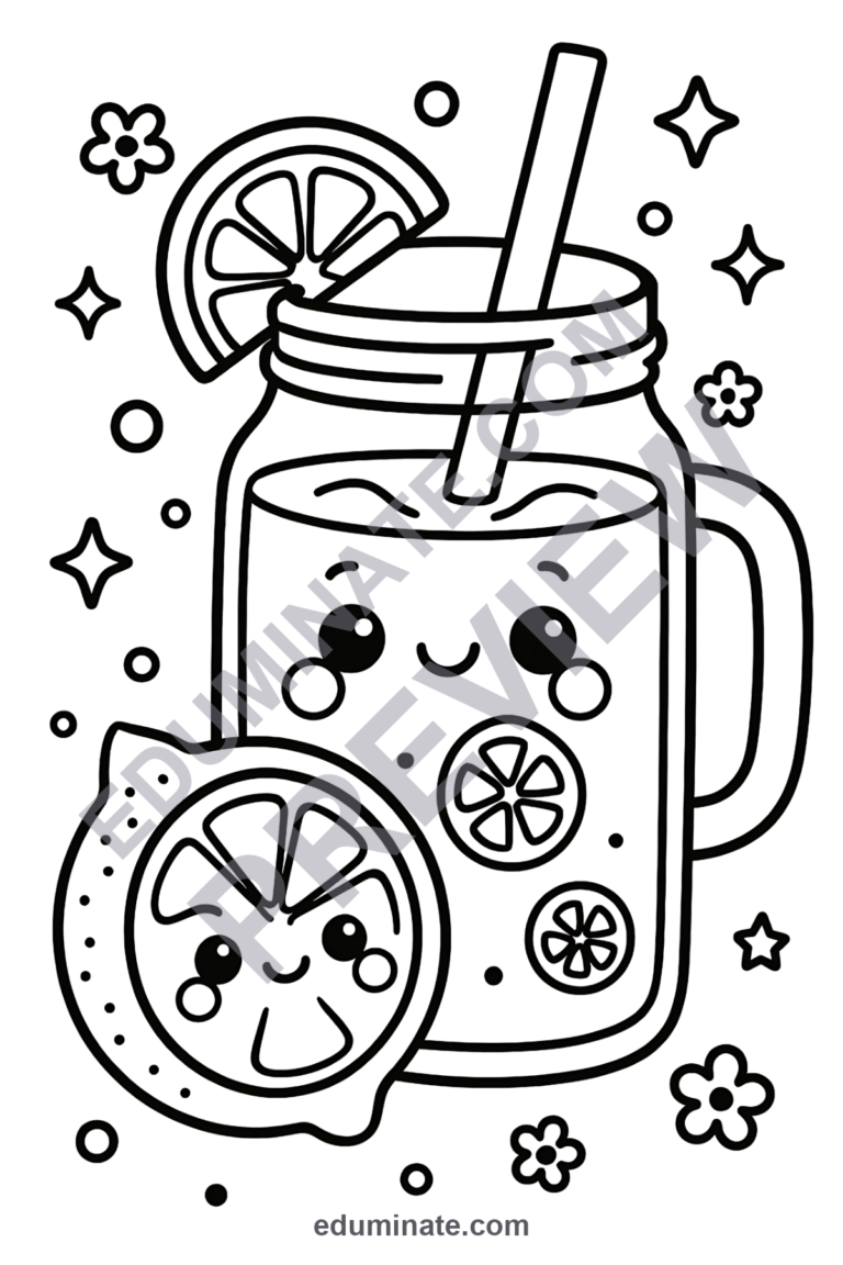 Cute Lemonade Coloring Pages Sweet Citrus Drink Activity Sheets for Kids Fun sample page 6