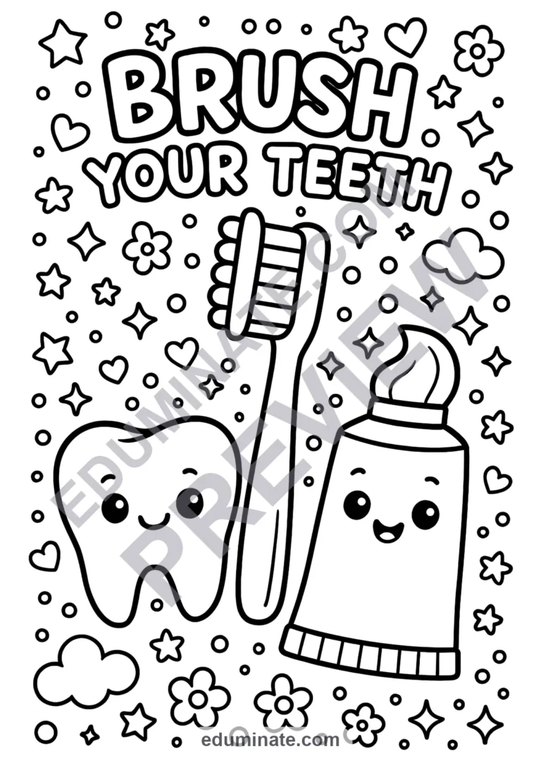 Dental Hygiene Coloring Pages 60 Simple Healthy Teeth Sheets