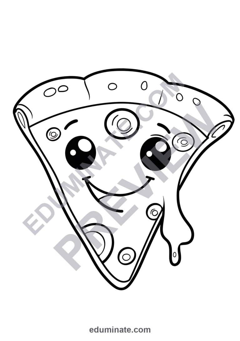 Printable Pizza Coloring Pages Fun Food Slices Activity Pack for Kids Art sample page 6