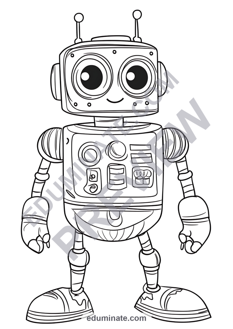Robot Coloring Pages Technology and STEM Future Activity Sheets Pack Kids sample page 6