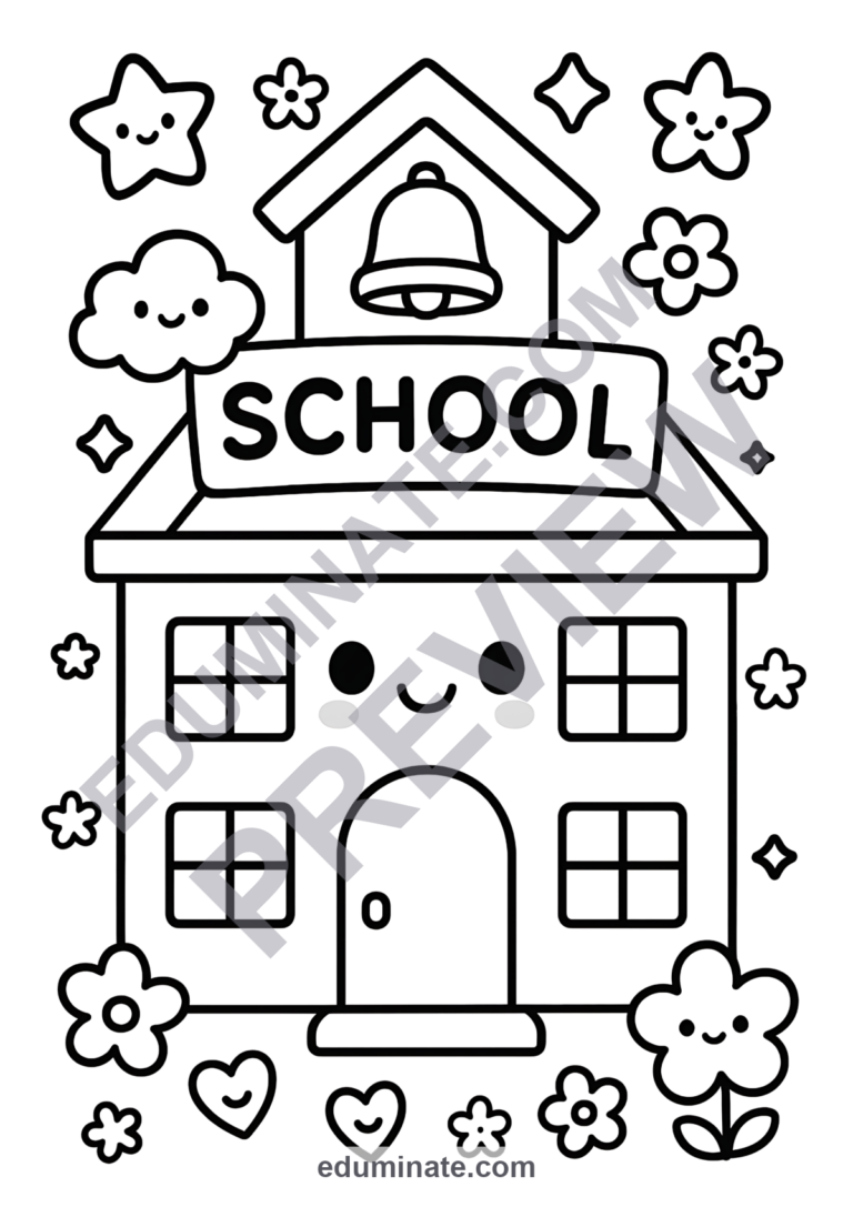 School Coloring Pages First Day Classroom Life Activity Sheets Pack for Kids sample page 6
